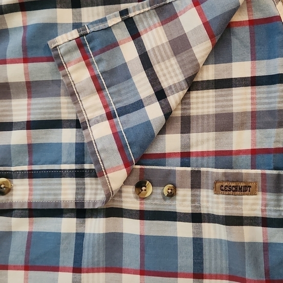 C.e. Schmidt Workwear Blue & Red Plaid Button-Up Shirt - Picture 3 of 6